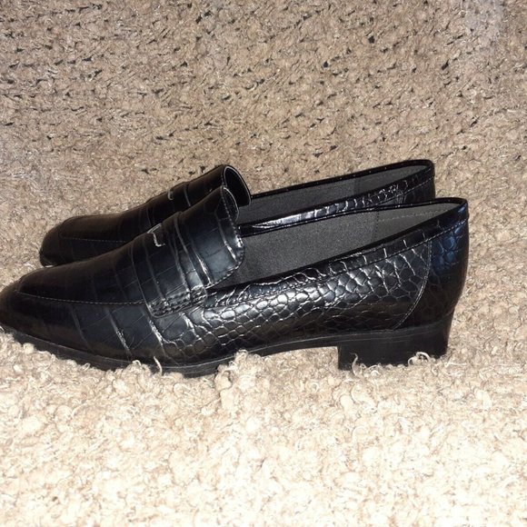 ALDO Gwirani-Croc Embosed Black Synthetic Leather Loafers-Sz 8.5-NEW - Picture 2 of 8